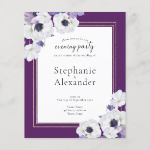 Budget Royal Paars Floral QR Evening Party Invite