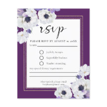 Budget Royal Paars Floral RSVP Card
