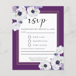 Budget Royal Paars Floral RSVP Card