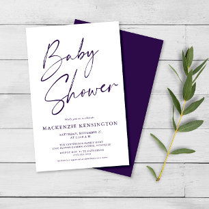Budget Royal Paars Script Baby shower FLYER