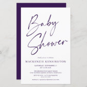 Budget Royal Paars Simple Script Baby shower (Voorkant / Achterkant)
