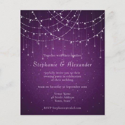 Budget Royal Paars & String Lights Evening Party (Voorkant)