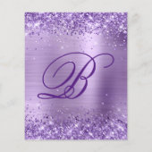 Budget Royal Paarse Glittery Folie Invitation (Achterkant)