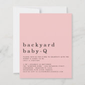 Budget roze achtertuin Baby Q BBQ Shower Invite (Voorkant)
