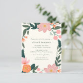Budget roze achtertuin Floral Wedding Invite (Staand voorkant)