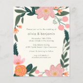 Budget roze achtertuin Floral Wedding Invite (Voorkant)