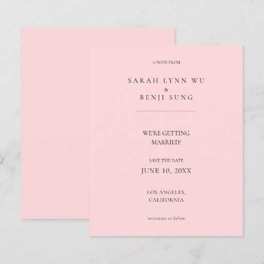 Budget Roze B Minimalistische Mod 2V2 Save the Dat (Voorkant / Achterkant)