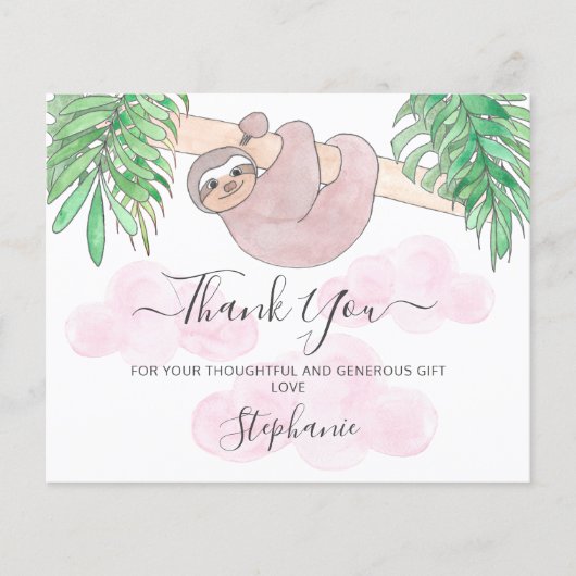 Budget roze Baby shower - Hartelijk dank (Voorkant)