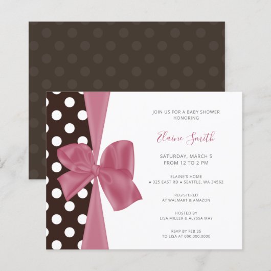 Budget Roze baby Shower Invitaties (Voorkant / Achterkant)