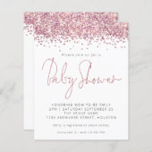 Budget roze Baby shower Uitnodiging (Voorkant / Achterkant)