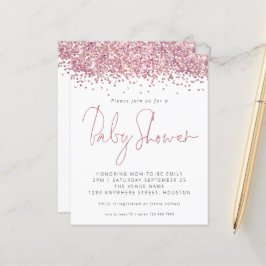 Budget roze Baby shower Uitnodiging