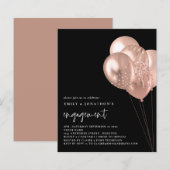 Budget Roze Ballonnen Zwart Uitnodiging Trouwfeest (Voorkant / Achterkant)