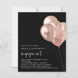 Budget Roze Ballonnen Zwart Uitnodiging Trouwfeest