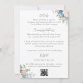 Budget Roze & Blauwe Bloemen Elegante Huwelijk Kaart (Achterkant)