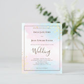 Budget roze Blauwgroen Waterverf huwelijksuitnodig (Staand voorkant)