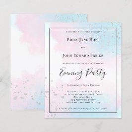 Budget roze Blauwgroen Waterverf Silver Wedding Ev