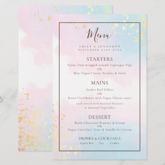 Budget Roze Blauwgroen Waterverven Weddenschappen  (Voorkant / Achterkant)