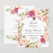 Budget roze bloeiend Blush Floral Baby shower (Voorkant / Achterkant)