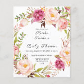 Budget roze bloeiend Blush Floral Baby shower (Voorkant)