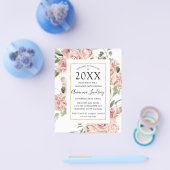 Budget Roze Bloem Foto Achterkant Afstudeerfeestje Flyer (Enkel)