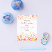 Budget Roze Bloemachtige Bruiloft Uitnodiging Flyer (Enkel)