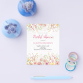 Budget Roze Bloemachtige Bruiloftsshower Uitnodigi Flyer (Enkel)