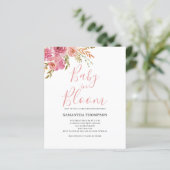 Budget Roze Bloemen Baby in Bloom Douche Uitnodigi (Staand voorkant)