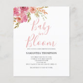Budget Roze Bloemen Baby in Bloom Douche Uitnodigi (Voorkant)