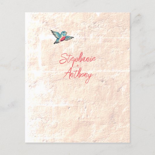 Budget   Roze Bloemen Bluebird Bruiloft (Achterkant)