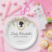 Budget roze bloemen Bridgerton bruidsdouche Papieren Bordje (Feest)