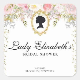 Budget roze bloemen Bridgerton bruidsdouche Vierkante Sticker