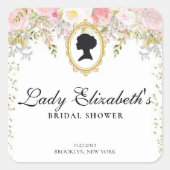 Budget roze bloemen Bridgerton bruidsdouche Vierkante Sticker (Voorkant)