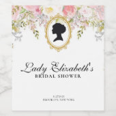 Budget roze bloemen Bridgerton bruidsdouche Wijn Etiket (Enkel label)