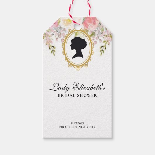 Budget roze Bloemen Bridgerton Vrijgezellenfeest Cadeaulabel (Voorkant)