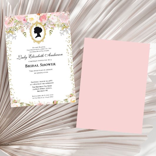 Budget roze Bloemen Bridgerton Vrijgezellenfeest Kaart