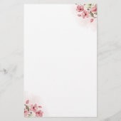 Budget roze bloemen bruiloftsmenu flyer (Achterkant)