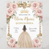 Budget Roze Bloemen Champagne Gown Quinceañera Tek (Achterkant)
