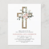 Budget Roze Bloemen Eerste Heilige Communie (Voorkant)