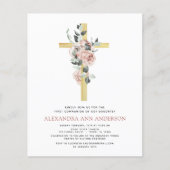 Budget Roze Bloemen Eerste Heilige Communie (Voorkant)