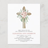 Budget Roze Bloemen Eerste Heilige Communie (Voorkant)