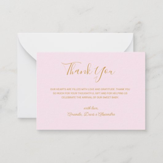 Budget roze bloemen Foto Baby Hartelijk dank Notitiekaartje (Achterkant)