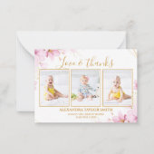 Budget roze bloemen Foto Baby Hartelijk dank Notitiekaartje (Voorkant)