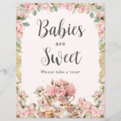 Budget Roze Bloemen High Tea Baby's zijn Sweet Sig (Voorkant)