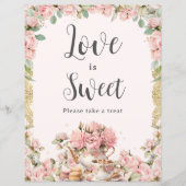 Budget Roze Bloemen High Tea Bruids Liefde is Zoet (Voorkant)