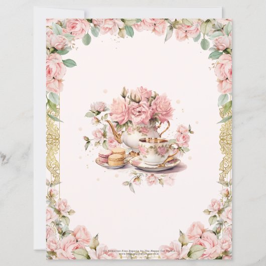 Budget Roze Bloemen High Tea Party Mors de Thee (Achterkant)