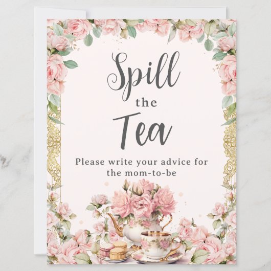 Budget Roze Bloemen High Tea Party Mors de Thee (Voorkant)