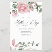 Budget roze bloemen Moederdag brunch uitnodiging Flyer (Voorkant)
