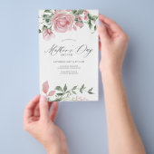Budget roze bloemen Moederdag brunch uitnodiging Flyer (Hand)