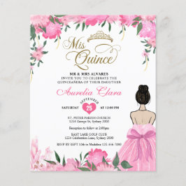 BUDGET Roze Bloemen Prinses Mis Quince Quinceañera