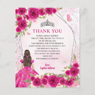 Budget Roze Bloemen Prinses Quinceañera Dank u